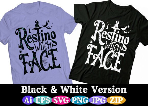 Download Resting Witch Face Halloween T-Shirt Des - Premium Bundle